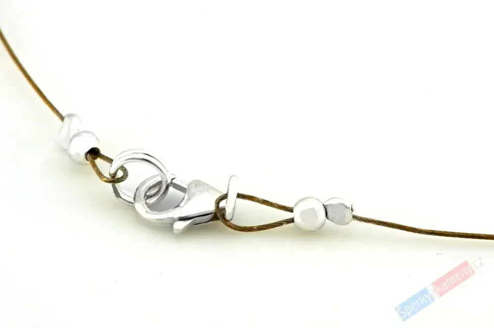 Romantický minimalistický náhrdelník z broušených čoček citrínu a kapky QAA, lanko, stříbro Ag 925/1000 (CI3710S)