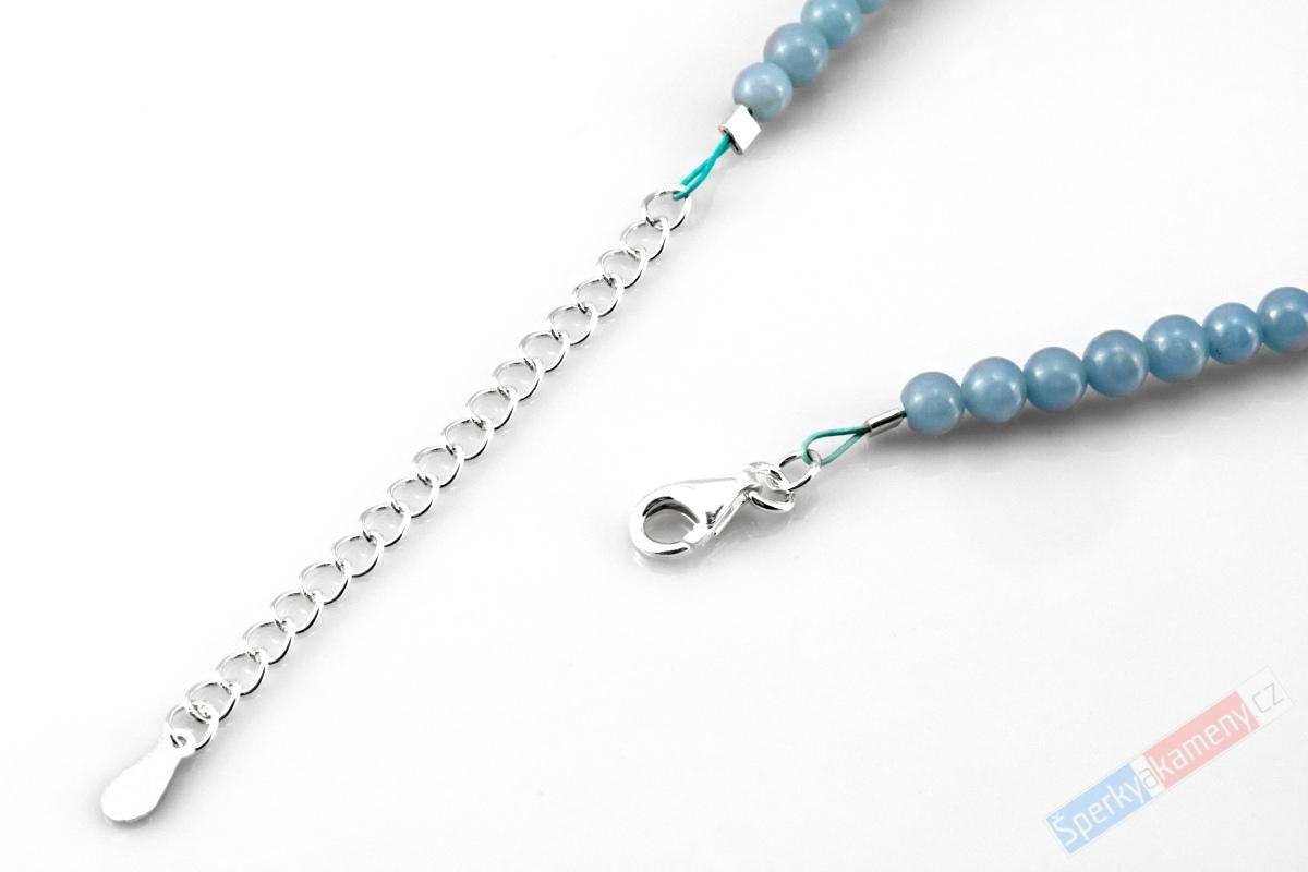 Originální náhrdelník v boho stylu z angelitu s přívěskem QA, stříbro Ag 925/1000, "andělský dar" (AL1089S)