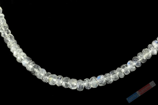 Náhrdelník z broušeného bílého měsíčního kamene QAA, čočky, 4 x 6 mm, Ag 925/1000 (ME1634B)