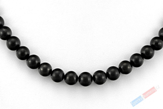 Unisex náhrdelník ze šungitu QA, stříbro Ag 925/1000, kuličky cca 8 mm, délka cca 48 cm  (GI7864S)