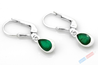 Stříbrné náušnice (Ag 925/1000) s broušenými smaragdy QA, kapky cca 10 x 7 mm (SM9081U)