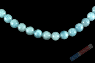 Náhrdelník z akvamarínu QA, kuličky cca 9 mm, stříbro Ag 925/1000 (AK1028S)