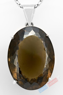 Stříbrný přívěsek (Ag 925/1000) s broušenou záhnědou QA, ovál cca 30 x 23 mm (ZA1513P)