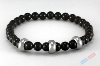 Pánský náramek ze šungitu QA,"regenerace, energie, vyrovnanost", kuličky cca 8 mm (GI293NS)