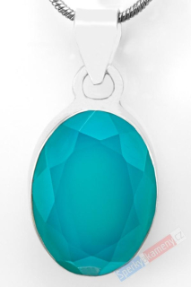 Stříbrný přívěsek (Ag 925/1000) s broušeným paraiba onyxem QA, ovál cca 20 x 14 mm, nádherná barva (ONP5143P)
