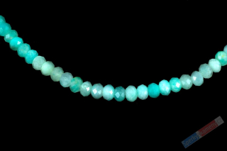 Náhrdelník z broušeného amazonitu QA z Peru, QA, nádherné tyrkysové barvy, čočky cca 2 mm, stříbro Ag 925/1000 (AIT355B)