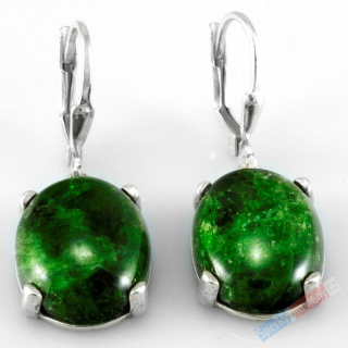 Stříbrné náušnice (Ag 925/1000) s chromdiopsidem QA, oválky cca 13 mm "zelený paprsek života " (CHR6051U) 