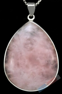 Velký stříbrný přívěsek (Ag 925/1000) s růženínem QAA, kapka cca 50 x 36 mm, krásná sytá barva (R9082P)