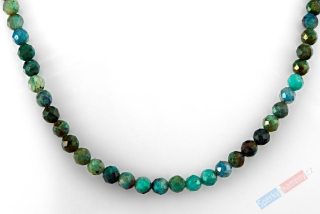 Náhrdelník z broušeného chryzokolu QA, kuličky cca 5 mm, stříbro Ag 925/1000 (CHL6292B)