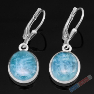 Stříbrné náušnice (Ag 925/1000) s akvamarínem QAA, oválky cca 12 x 11 mm (AK1213U)