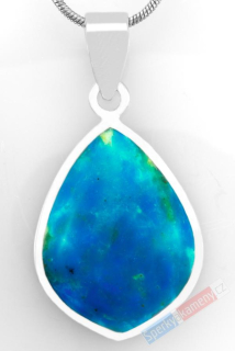 Stříbrný přívěsek (Ag 925/1000) s peruánským opálem QA, kapka cca 26 x 20 mm, RARITA (OPE1209P)