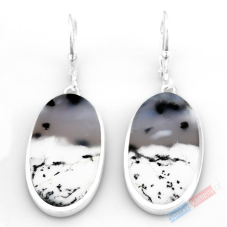 Stříbrné náušnice (Ag 925/1000) s merlinitem QA, ovály cca 30 x 16 mm, RARITA (OD9075U)