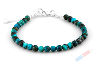 Náramek ze šatukitu QA, kuličky cca 4 až 5 mm, stříbro Ag 925/1000, RARITA (SH7001NS)