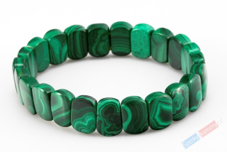 Náramek z pravého malachitu QA, plochý, dílky cca 12 x 8 mm (MA3630NS)