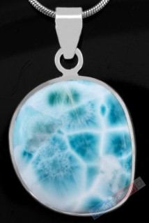 Stříbrný přívěsek (Ag 925/1000) s larimarem QA, cca 25 x 22 mm, RARITA (LR1032P) 