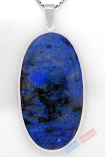 Extra velký stříbrný přívěsek (Ag 925/1000) s dumortieritem QA, ovál cca 63 x 35 mm (DM1512P) 