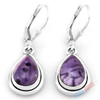 Stříbrné náušnice (Ag 925/1000) s Tiffany Stone QA, kapky cca 15 mm, RARITA (TF6058U) 