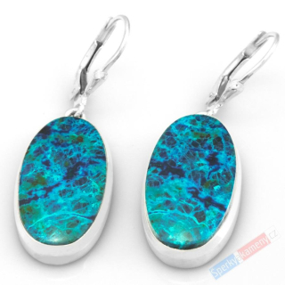 Stříbrné náušnice (Ag 925/1000) se šatukitem QA, ovály cca 24 mm, RARITA (SH1514U)