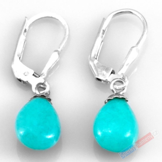 Stříbrné náušnice (Ag 925/1000) s amazonitem z Peru QA, kapky cca 10 mm (AIT6050U)