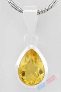 Malý stříbrný přívěsek (Ag 925/1000) s broušeným citrínem QAA, kapka cca 12 x 9 mm, RARITA (CI3025P)