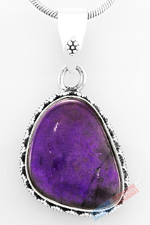 Stříbrný přívěsek (Ag 925/1000) se sugilitem QA, cca 21 x 18 mm, krásná barva, RARITA (SG1213P)