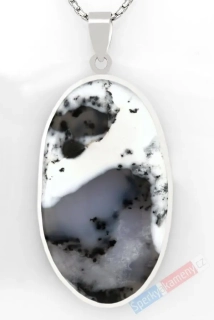 Velký stříbrný přívěsek (Ag 925/1000) s merlinitem QA, ovál cca 53 x 31 mm, RARITA (OD1089P) 