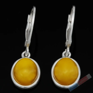 Stříbrné náušnice (Ag 925/1000) s jantarem QA, oválky cca 12 mm, sytá žlutá barva, "dvě polední sluníčka" (JA5146U) 