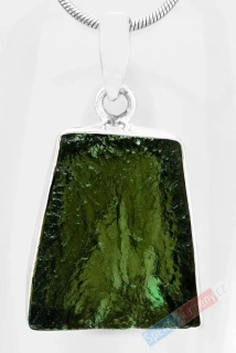 Unisex stříbrný přívěsek (Ag 925/1000) s přírodním vltavínem QA, cca 23 x 21 mm (VL1597P)