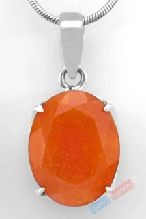 Stříbrný přívěsek (Ag 925/1000) s broušeným karneolem QA, ovál cca 18 x 14 mm, "vitalita, energie a štěstí" (KA1937P)