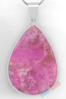 Větší stříbrný přívěsek (Ag 925/1000) s kobaltovým kalcitem QAA, kapka cca 45 x 32 mm, nádherná barva, RARITA (KKC2121P) 