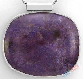 Větší stříbrný přívěsek (Ag 925/1000) se sugilitem QA, ovál cca 35 x 43 mm, RARITA (SG3376P)