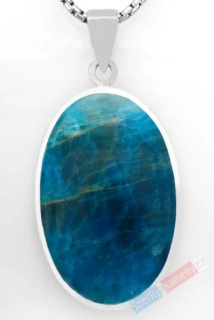 Stříbrný přívěsek (Ag 925/1000) s apatitem QA, ovál cca 38 x 25 mm (AP9084P)