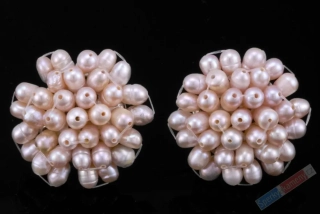 Náušnice - klipsy v boho stylu z růžových říčních perel QA, prům. cca 30 mm (PR2420UK) 