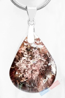 Přívěsek z lodolitu QA, kapka cca 19 x 14 mm, stříbro Ag 925/1000, RARITA (LO2424P)