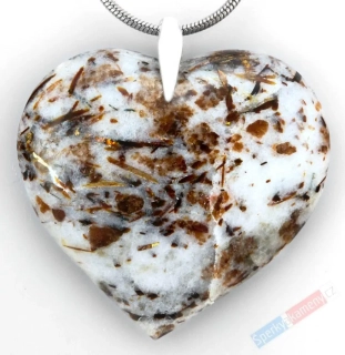 Originální přívěsek z astrofylitu QA, stříbro Ag 925/1000, srdce cca 32 x 33 mm, "srdce kamene světla IV", RARITA (ASF4538P)