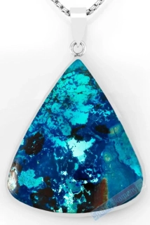 Velký stříbrný přívěsek (Ag 925/1000) se šatukitem QA, kapka cca 50 x 43 mm, "úchvatná modř Mariánského příkopu", RARITA (SH2423P)