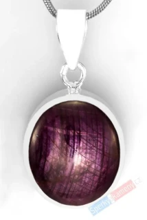Stříbrný přívěsek (Ag 925/1000) s asterickým rubínem QA, s asterismem ve formě Shiller efektu, ovál cca 22 x 18 mm, "andělský kámen", RARITA (RU1996PA)