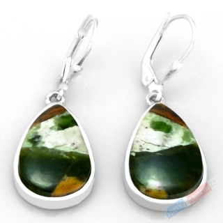 Stříbrné náušnice (Ag 925/1000) s chromchalcedonem QA, kapky cca 20 x 14 mm, RARITA (CHN2301U)