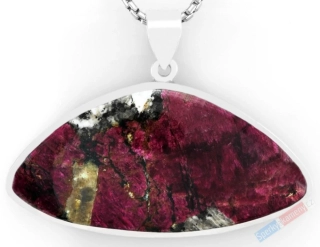 Velký stříbrný přívěsek (Ag 925/1000) s eudialitem QAA, cca 28 x 54 mm, nádherná barva, RARITA (ED5003P)