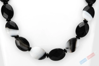 Náhrdelník z onyxu QA, broušené oválky cca 18 x 13 mm (ON3631S)