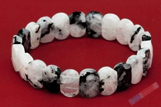 Náramek z turmalínu skorylu v matném křišťálu QA, plochý, dílky cca 15 x 10 mm (TU3025NS)