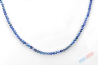 Minimalistický náhrdelník z broušeného tanzanitu, mírně nepravidelné kuličky cca 1 až 2 mm, stříbro Ag 925/1000, délka cca 41 cm, RARITA (TZ6051B)