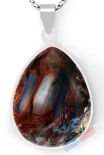 Unisex stříbrný přívěsek (Ag 925/1000) s pietersitem QAA, kapka cca 36 x 28 mm, RARITA (PS1028P)