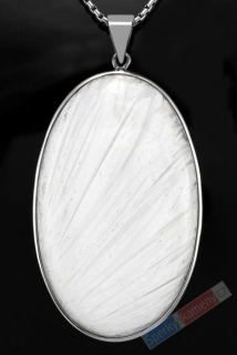 Velký stříbrný přívěsek (Ag 925/1000) se skolecitem QAA, ovál cca 59 x 37 mm, "andělská energie", RARITA (SC1817P)