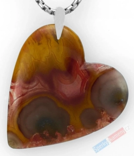 Originální přívěsek z marockého achátu QA, stříbro Ag 925/1000, srdce cca 37 x 33 mm (AJ7562P)