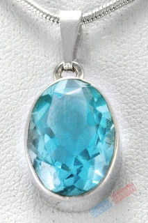 Stříbrný přívěsek (Ag 925/1000) s broušeným Sky Blue topazem QA cca 15 x 11 mm "laguna Bora Bora VII" (TP7199P)