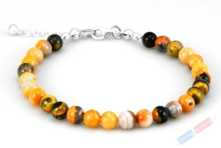 Náramek z bumblebee jaspisu QA, kuličky cca 6 mm, stříbro Ag 925/1000, RARITA (JSB9075NS)