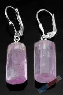 Náušnice z kunzitu QAA, stříbro Ag 925/1000, cca 19 x 9 mm, nádherná barva, RARITA (KT9094U)