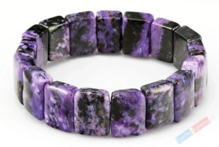 Náramek z čaroitu QA, plochý, fasetované dílky cca 16 x 12 x 6 mm, "krása v barvě levandule II" (CA1514NS)