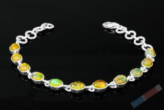 Originální stříbrný náramek (Ag 925/1000) s drahými opály QAA, jedenáct oválků cca 8 x 6 mm, RARITA (ODR3784NS)